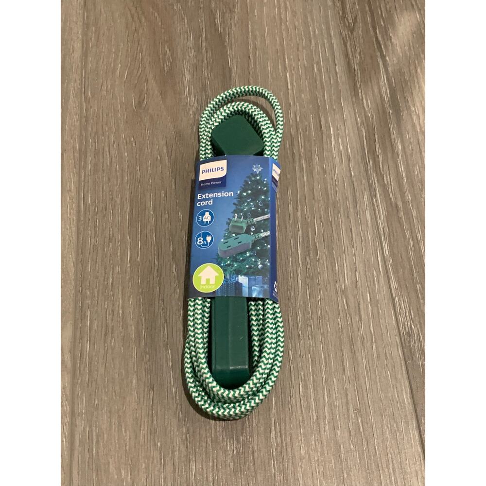 Philips 8' 3-Outlet Polarized Extension Cord Indoor Green/White